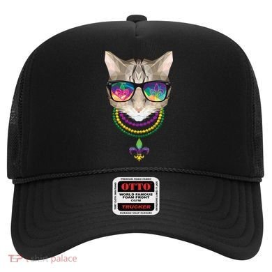 Mardi Gras Cat Beads and Sunglasses NOLA Hat