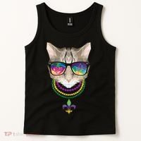 Mardi Gras Cat Beads and Sunglasses NOLA Tank Top thumb 2