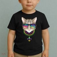 Mardi Gras Cat Beads and Sunglasses NOLA Toddler T-Shirt thumb 2
