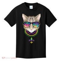 Mardi Gras Cat Beads and Sunglasses NOLA Kids T-Shirt thumb 0
