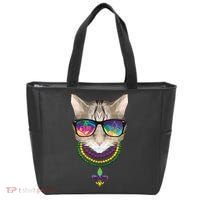 Mardi Gras Cat Beads and Sunglasses NOLA Tote Bag thumb 0