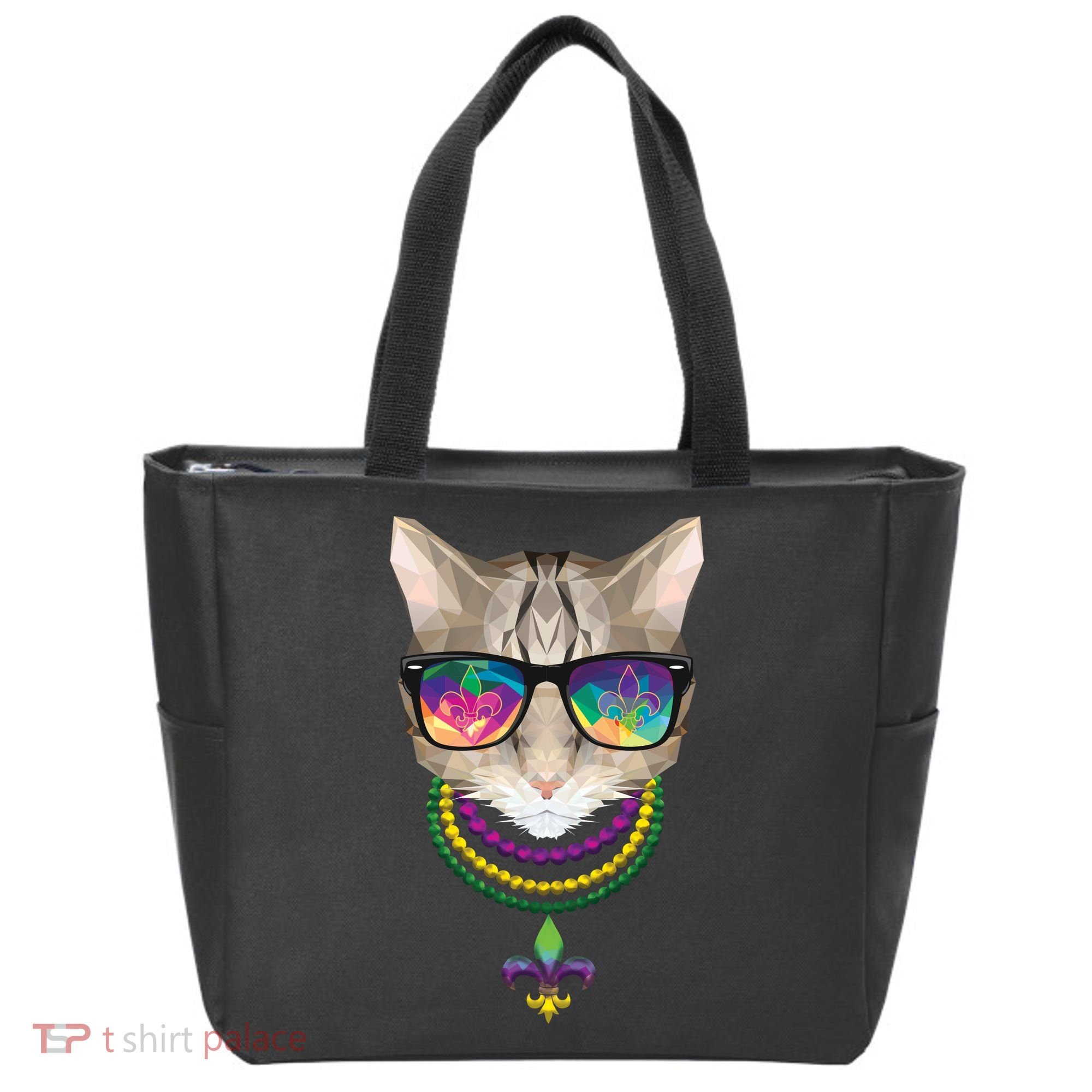 Mardi Gras Cat Beads and Sunglasses NOLA Tote Bag