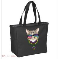Mardi Gras Cat Beads and Sunglasses NOLA Tote Bag thumb 2