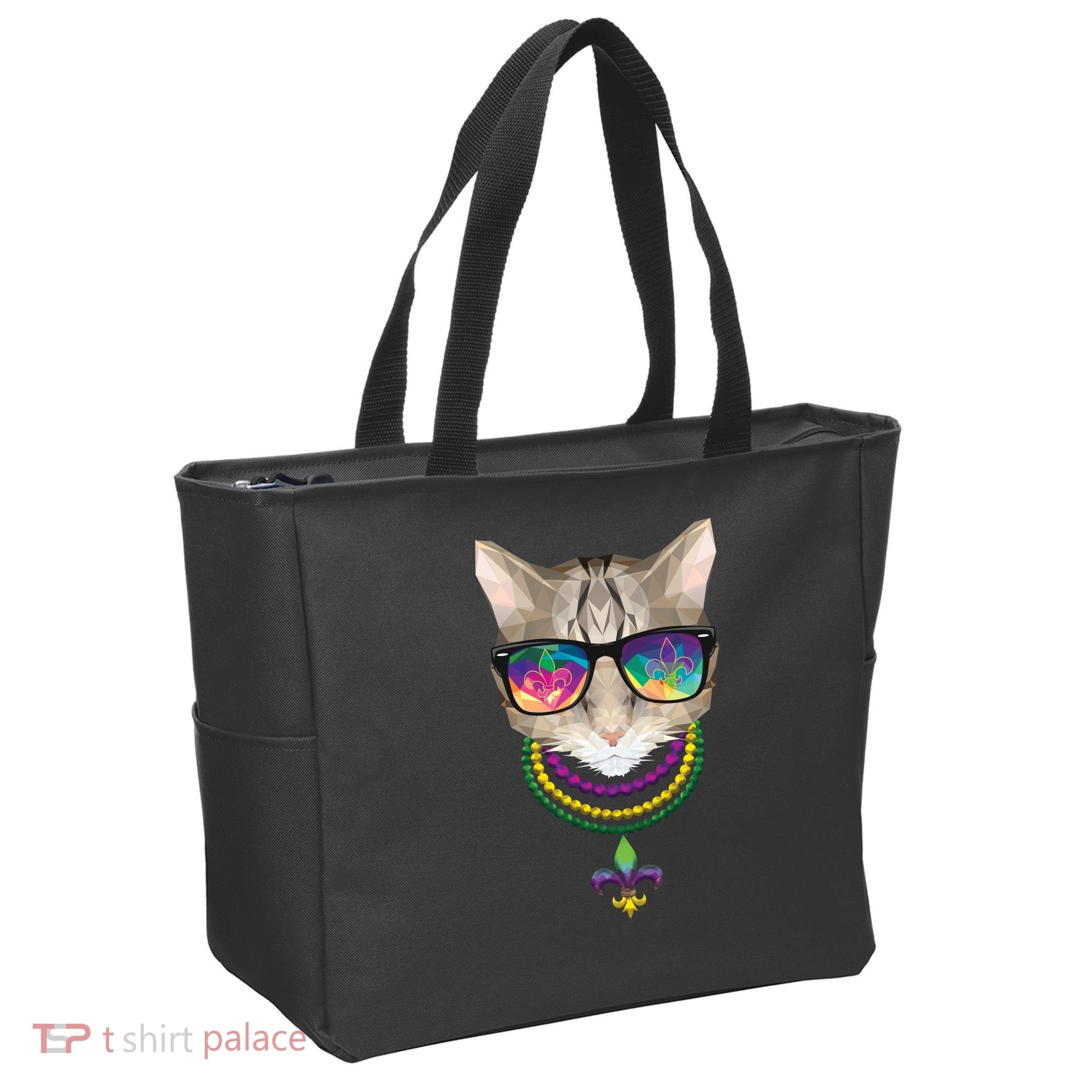 Mardi Gras Cat Beads and Sunglasses NOLA Tote Bag
