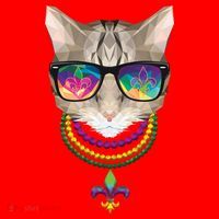 Mardi Gras Cat Beads and Sunglasses NOLA Santa Hat thumb 1