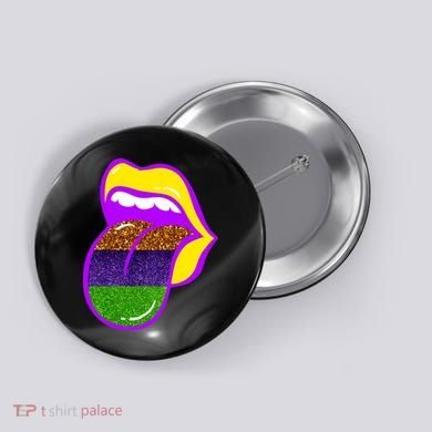 Mardi Gras Colorful Lips Button