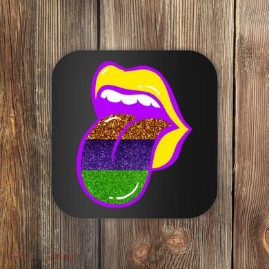 Mardi Gras Colorful Lips Coaster