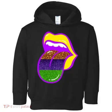 Mardi Gras Colorful Lips Toddler Hoodie