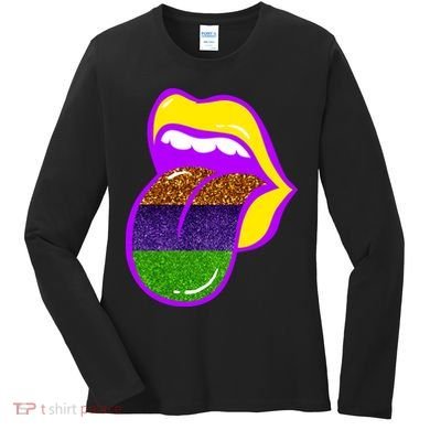Mardi Gras Colorful Lips Women's Long Sleeve Shirt