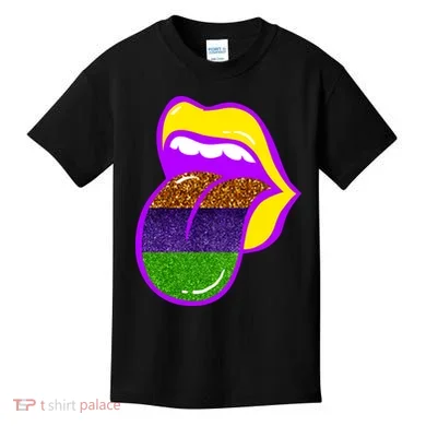 Mardi Gras Colorful Lips Kids T-Shirt