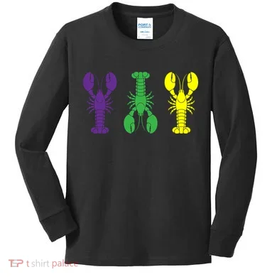 Mardi Gras Craw Fish Kids Long Sleeve Shirt