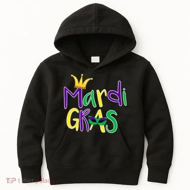Mardi Gras Crown Logo Kids Hoodie
