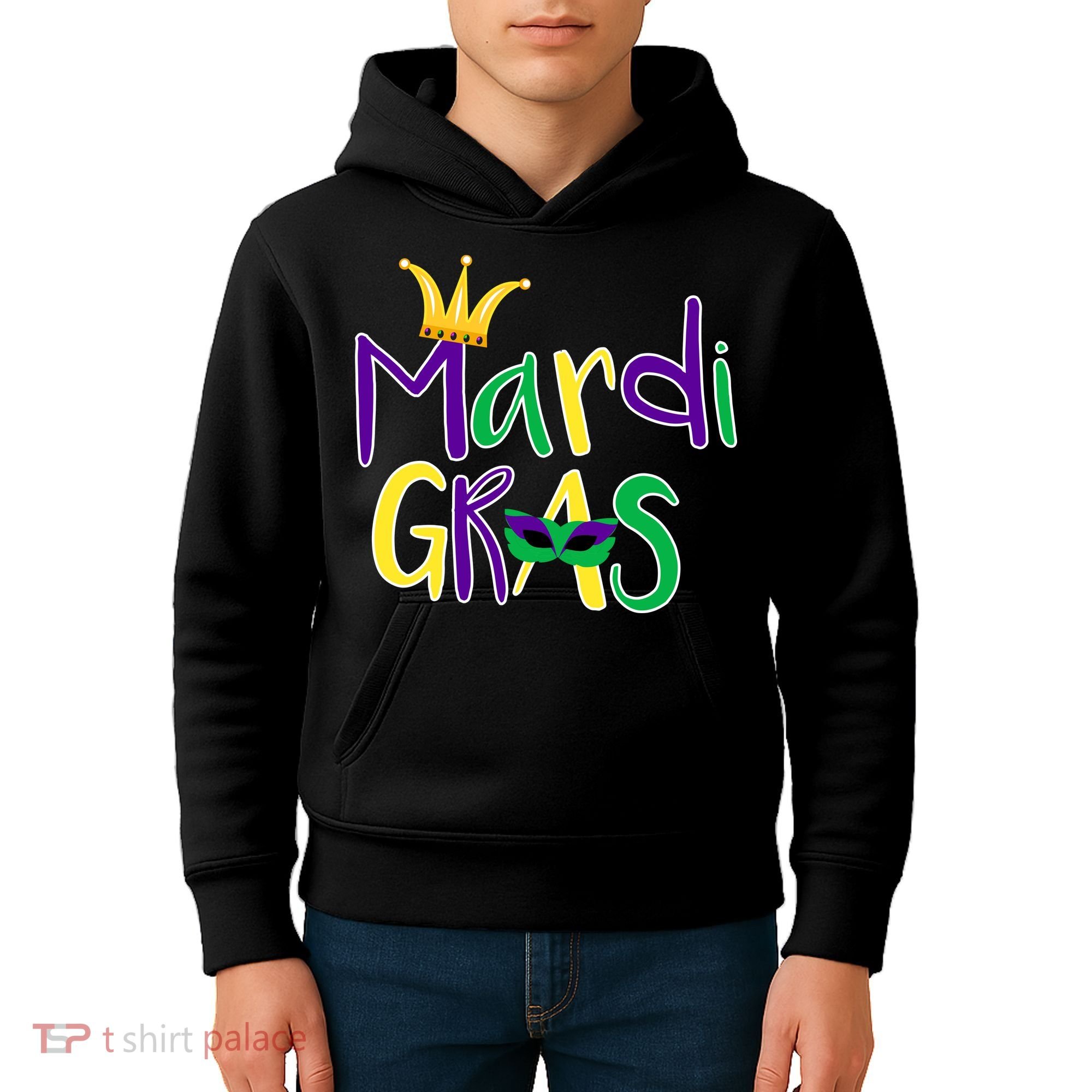 Mardi Gras Crown Logo Kids Hoodie