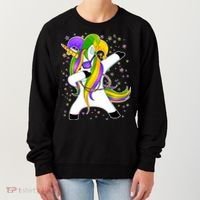 Mardi Gras Dabbing Unicorn Women's Sweatshirt thumb 0