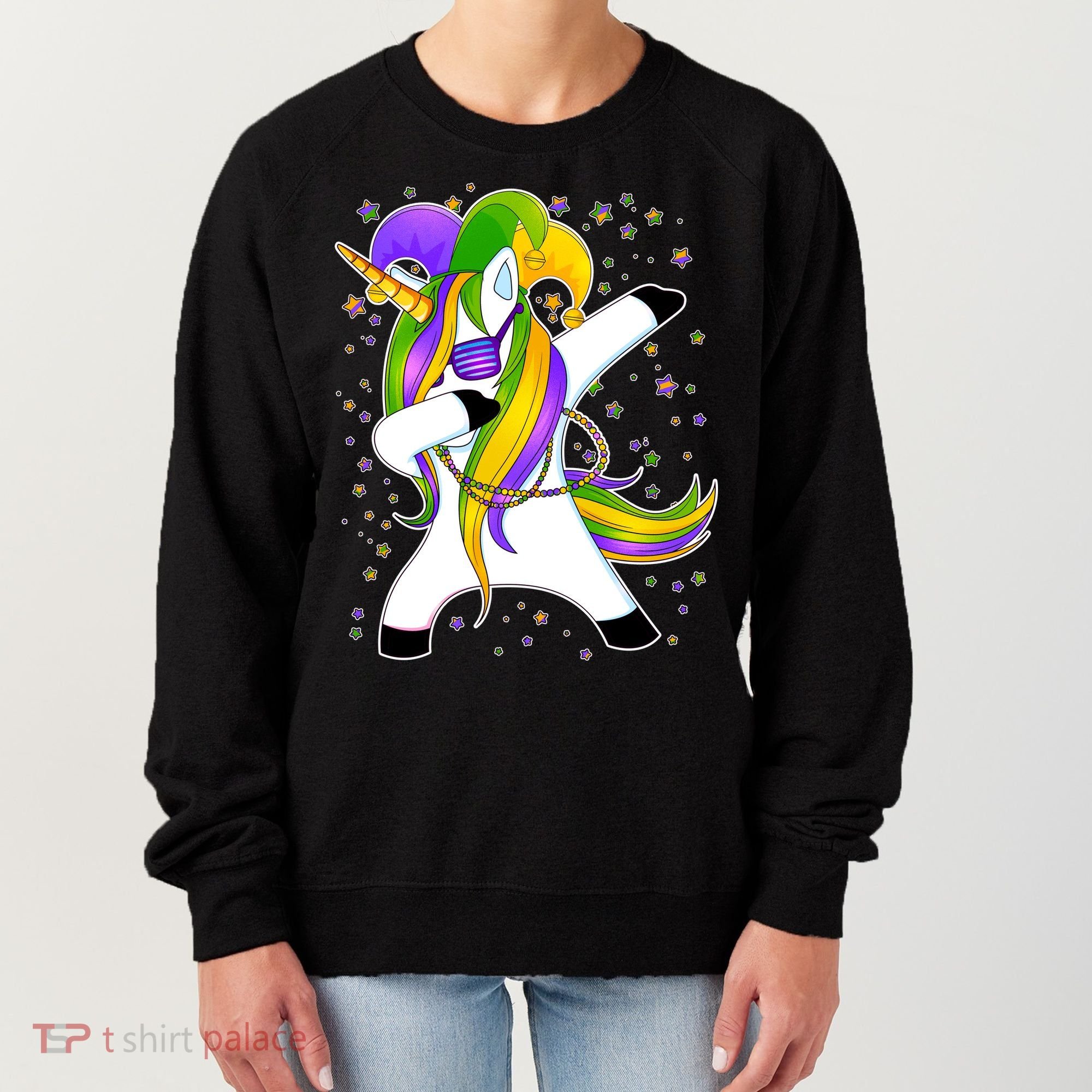Mardi Gras Dabbing Unicorn Women's Sweatshirt