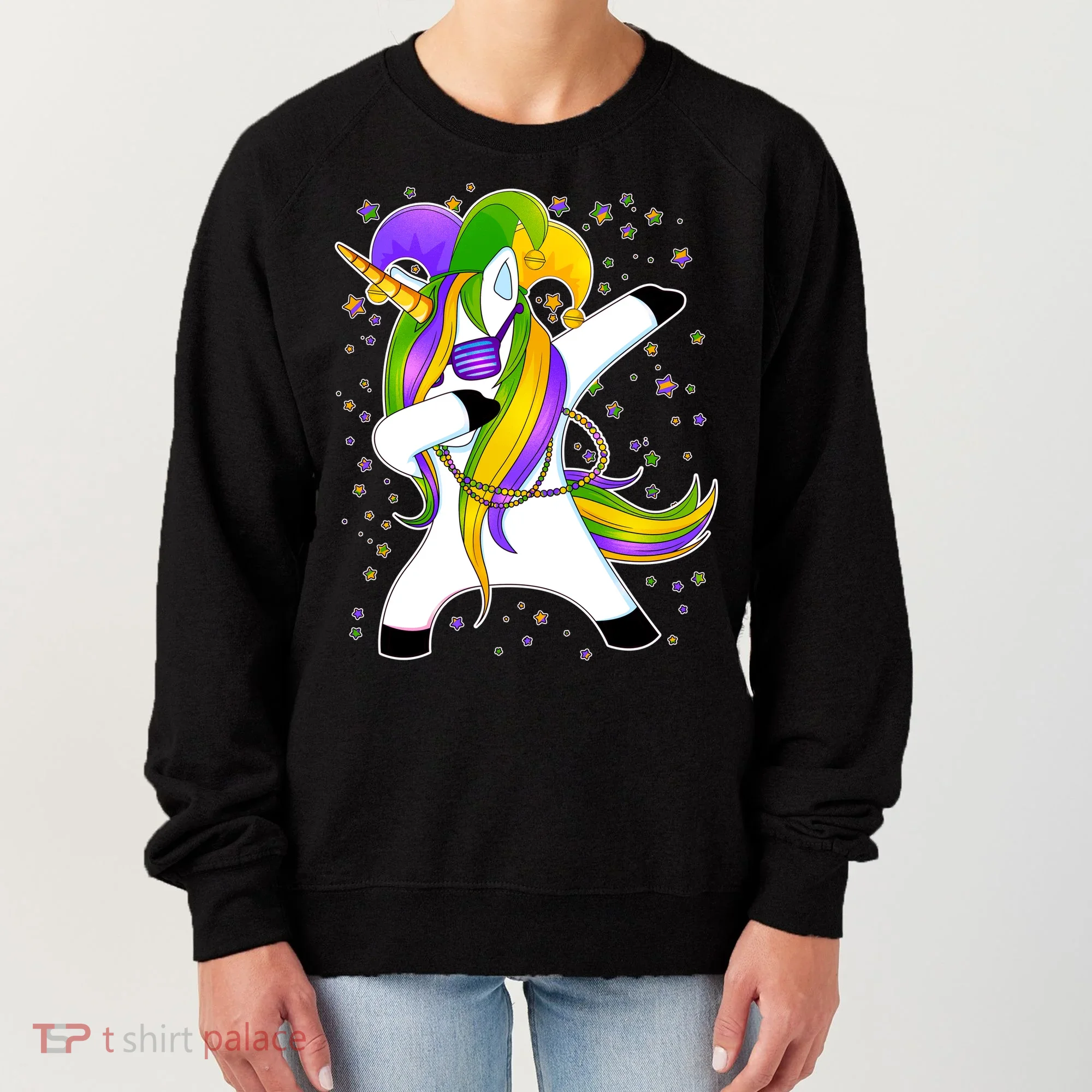 Mardi Gras Dabbing Unicorn Women's Sweatshirt