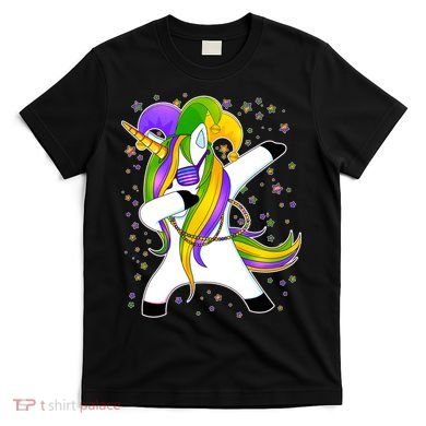 Mardi Gras Dabbing Unicorn T-Shirt