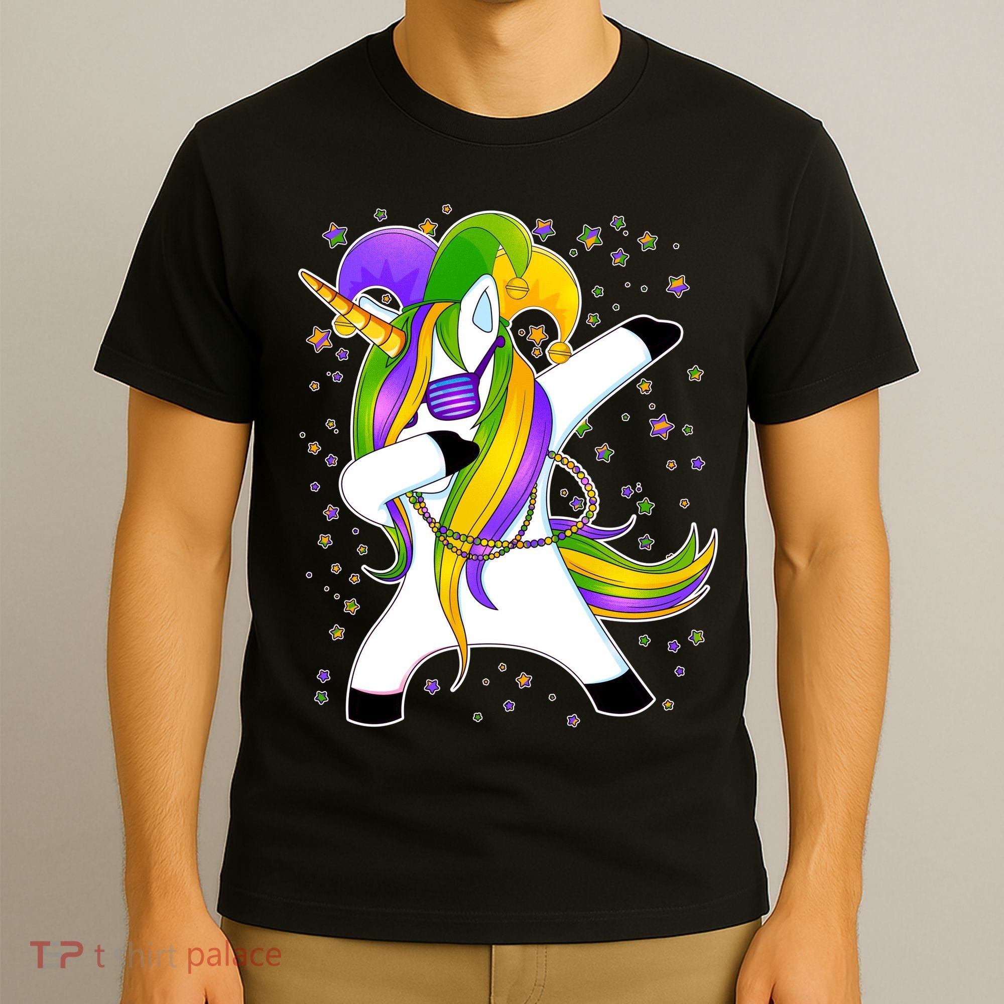 Mardi Gras Dabbing Unicorn T-Shirt