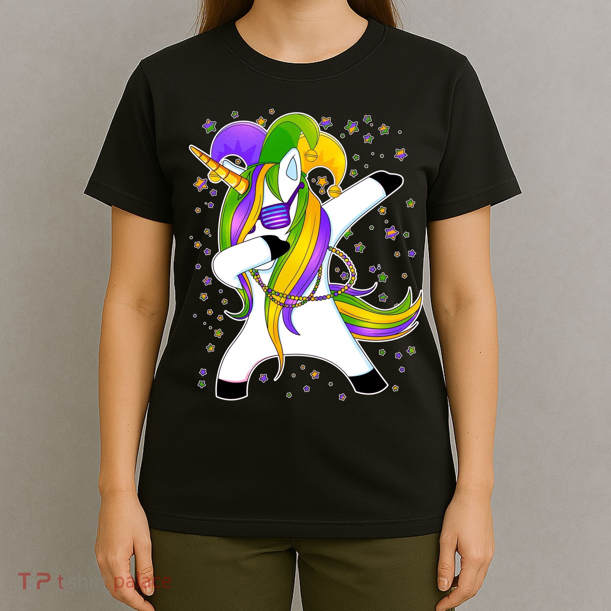 Mardi Gras Dabbing Unicorn T-Shirt