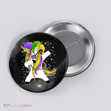 Mardi Gras Dabbing Unicorn Button