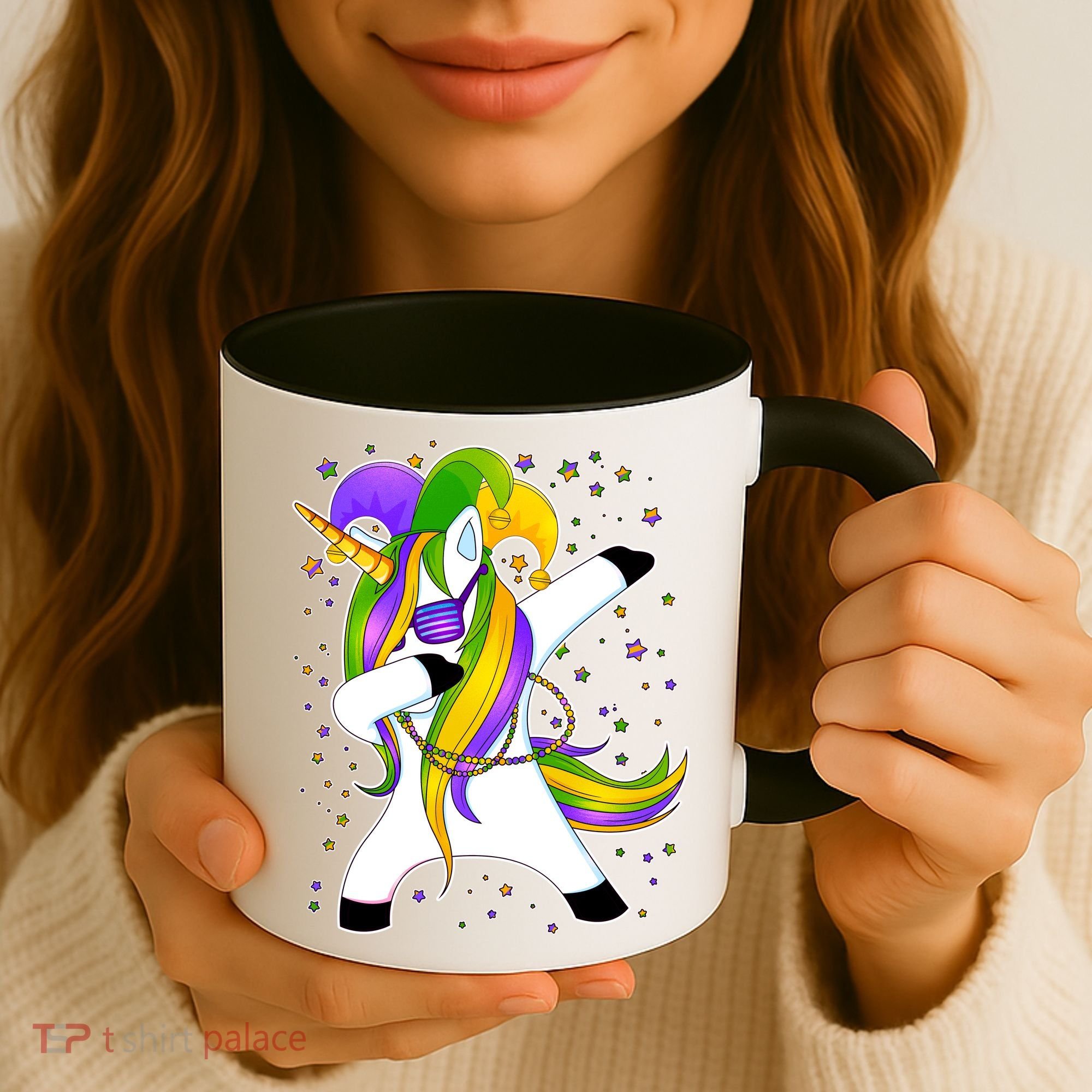 Mardi Gras Dabbing Unicorn Coffee Mug