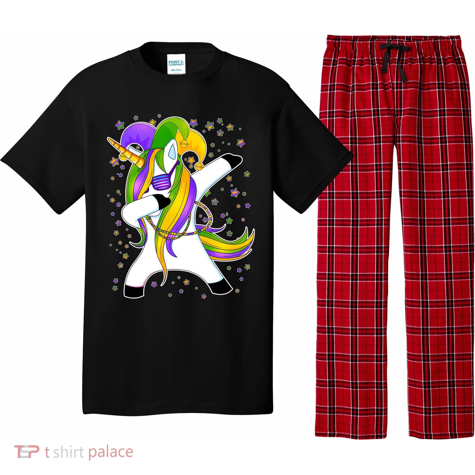 Mardi Gras Dabbing Unicorn Pajama Set