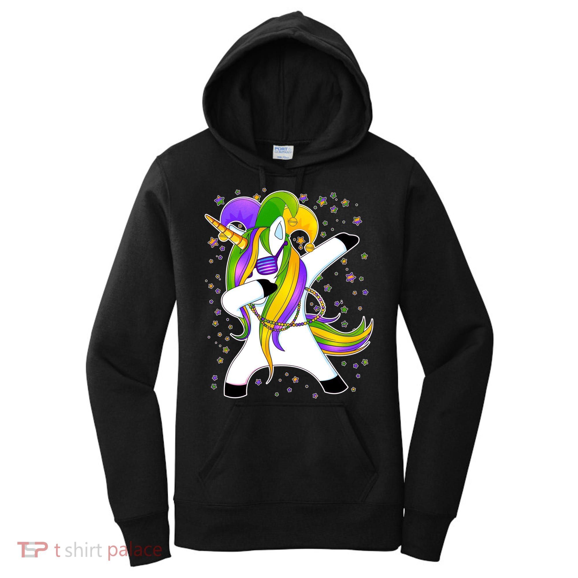 Mardi Gras Dabbing Unicorn Women's Hoodie
