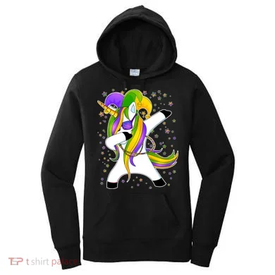 Mardi Gras Dabbing Unicorn Women's Hoodie