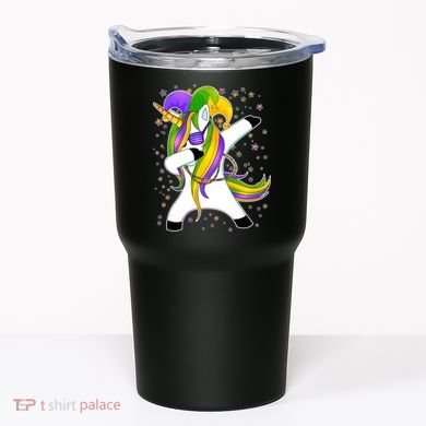 Mardi Gras Dabbing Unicorn Tumbler