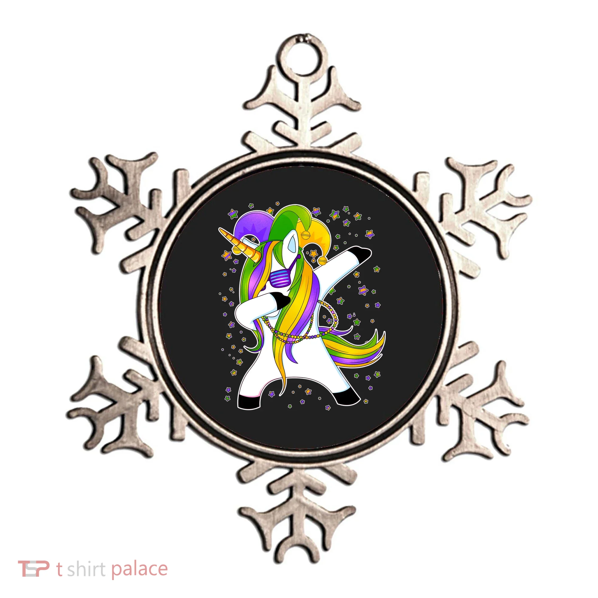 Mardi Gras Dabbing Unicorn Ornament