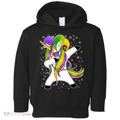 Mardi Gras Dabbing Unicorn Toddler Hoodie