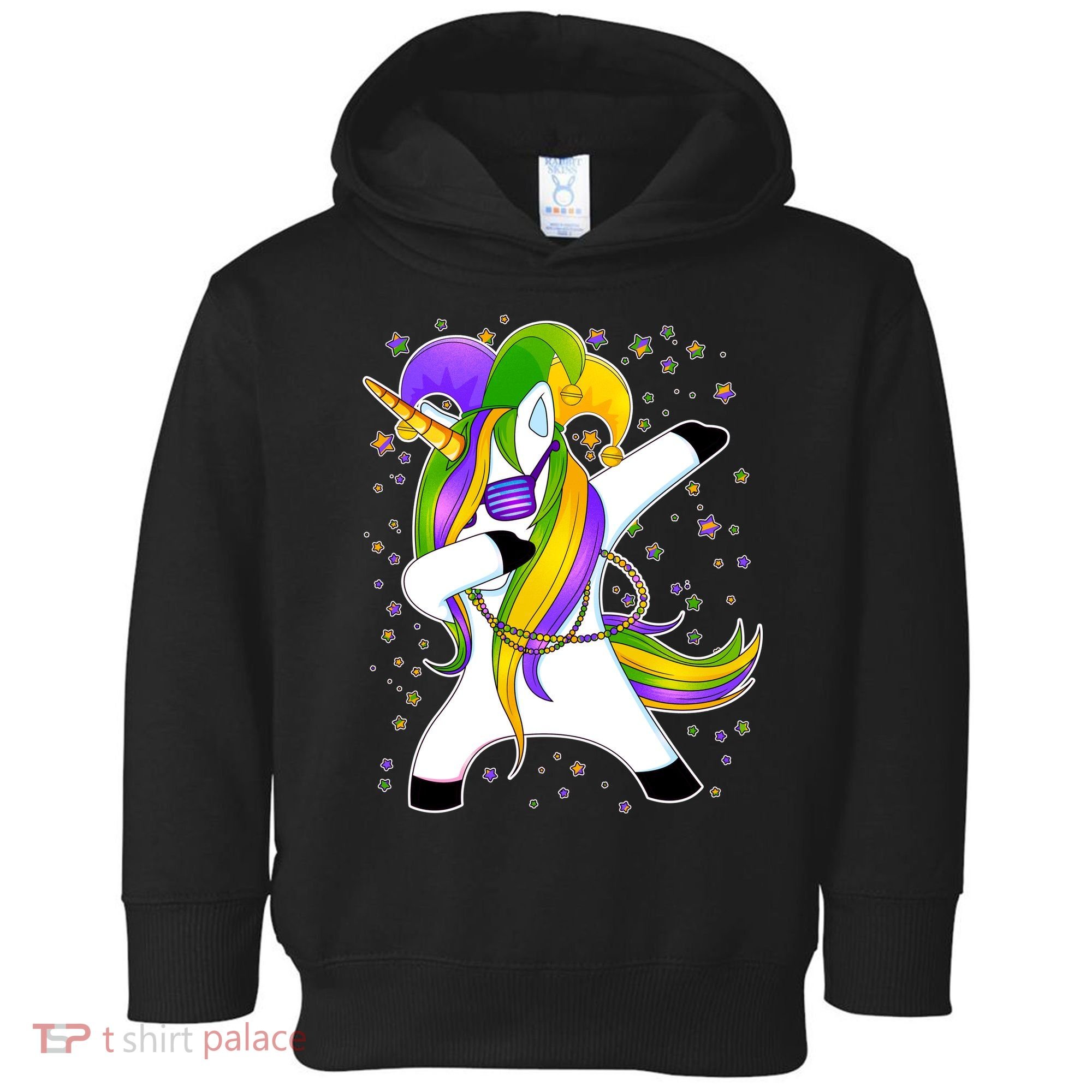 Mardi Gras Dabbing Unicorn Toddler Hoodie