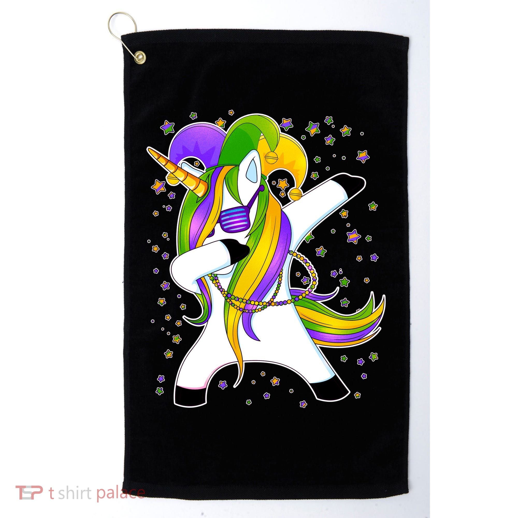Mardi Gras Dabbing Unicorn Golf Towel