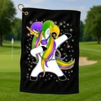 Mardi Gras Dabbing Unicorn Golf Towel thumb 1