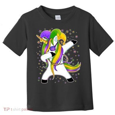 Mardi Gras Dabbing Unicorn Toddler T-Shirt