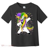 Mardi Gras Dabbing Unicorn Toddler T-Shirt thumb 0