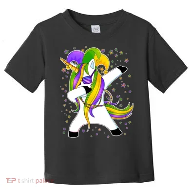 Mardi Gras Dabbing Unicorn Toddler T-Shirt