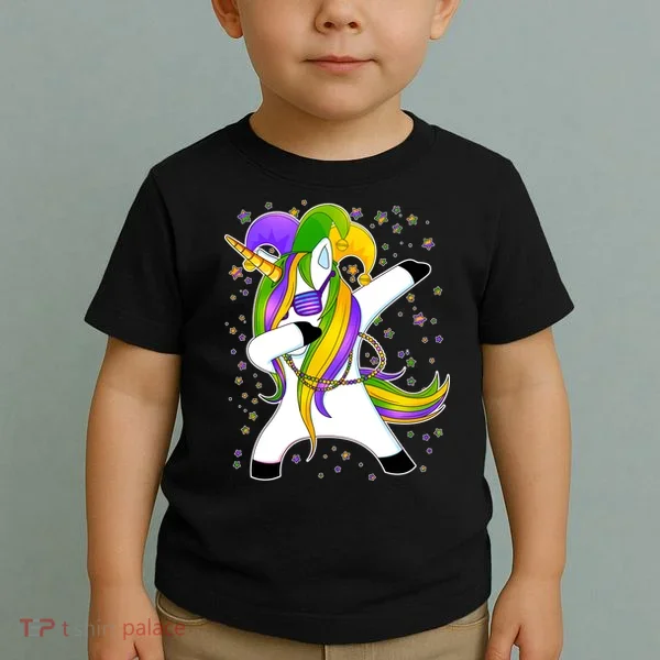 Mardi Gras Dabbing Unicorn Toddler T-Shirt