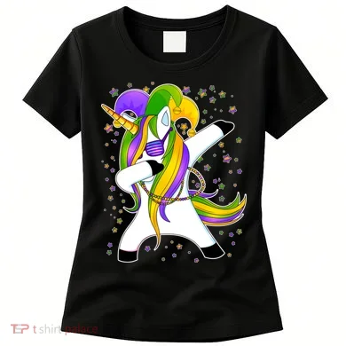 Mardi Gras Dabbing Unicorn Women's T-Shirt