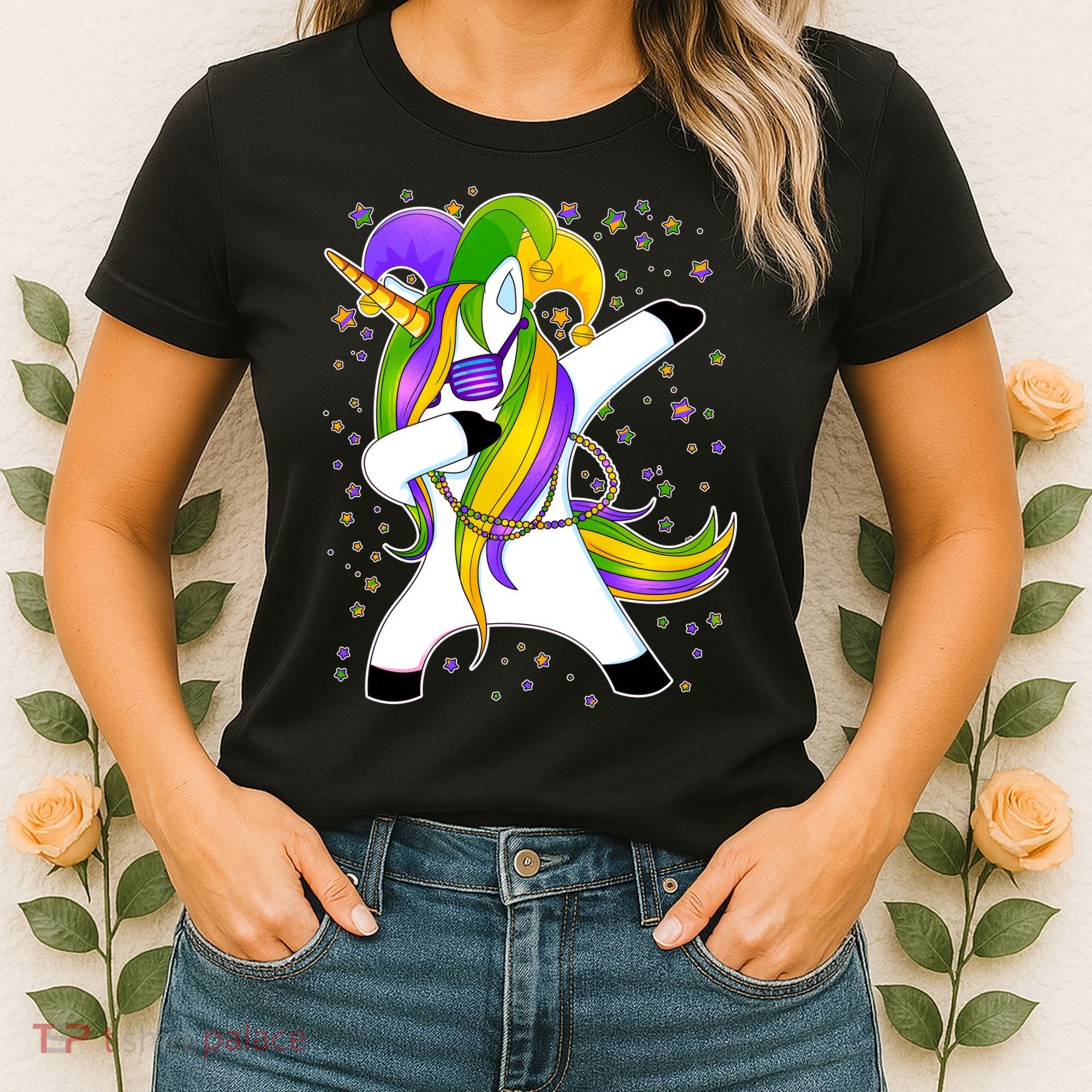 Mardi Gras Dabbing Unicorn Women's T-Shirt