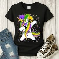 Mardi Gras Dabbing Unicorn Women's T-Shirt thumb 3