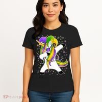 Mardi Gras Dabbing Unicorn Women's T-Shirt thumb 4