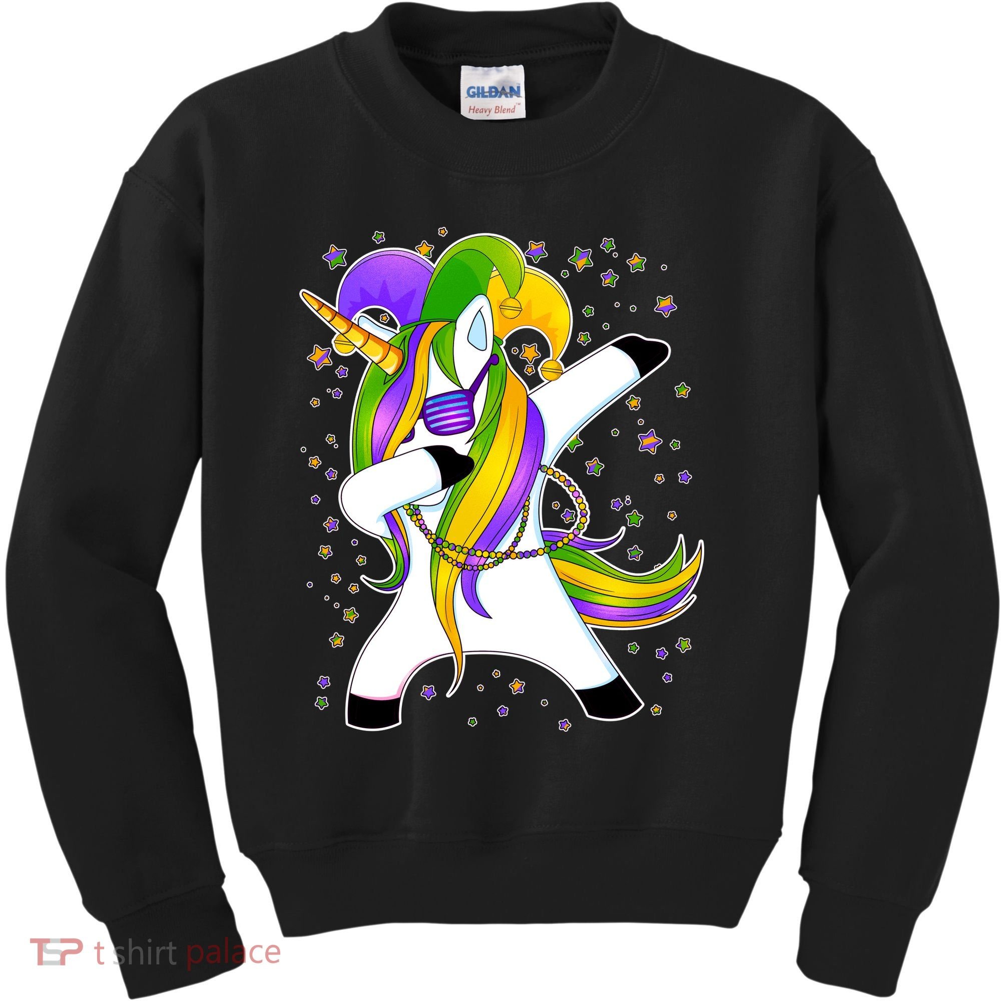 Mardi Gras Dabbing Unicorn Kids Sweatshirt
