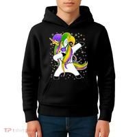 Mardi Gras Dabbing Unicorn Kids Hoodie thumb 4