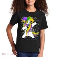 Mardi Gras Dabbing Unicorn Kids T-Shirt thumb 2