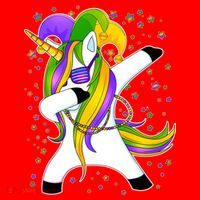 Mardi Gras Dabbing Unicorn Santa Hat thumb 1