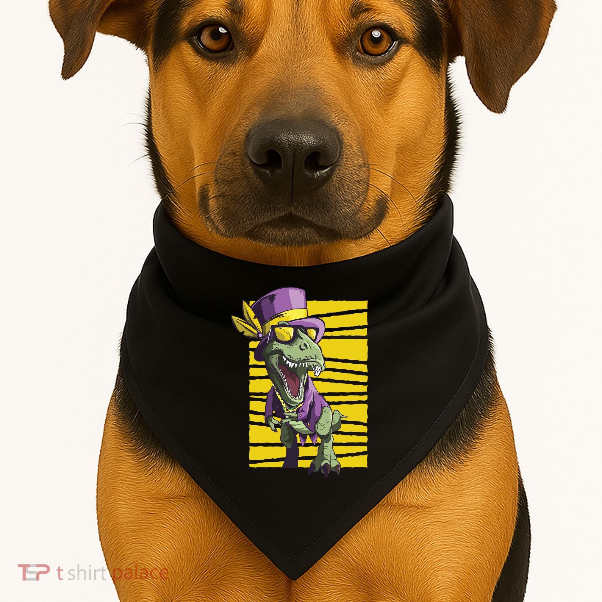Mardi Gras Dinosaur USA-Made Doggie Bandana