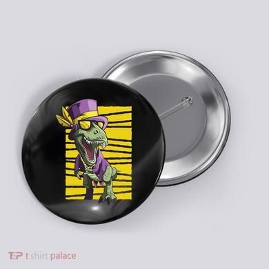 Mardi Gras Dinosaur Button
