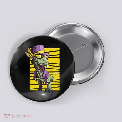 Mardi Gras Dinosaur Button