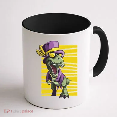 Mardi Gras Dinosaur Coffee Mug back